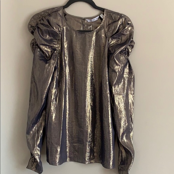 & Other Stories Tops - & Other Stories Metallic Puff Sleeve Top